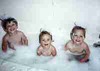 Taking a bubble bath