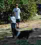 Sierra walking Timmy